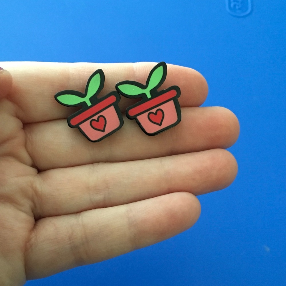 Flower pot earrings
